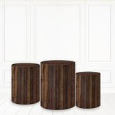 Lofaris Black Dark Brown Cylinder Cover Wooden Theme Party Pedestal